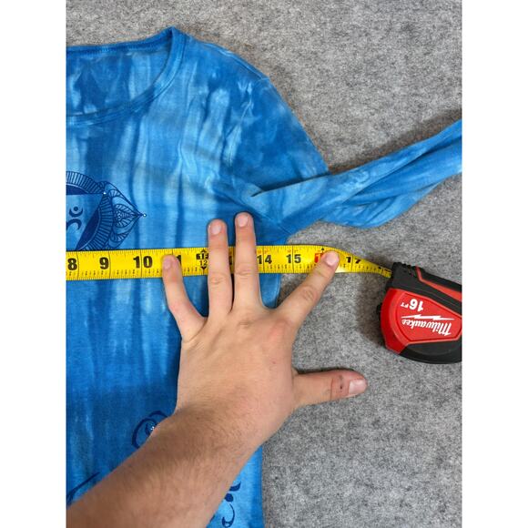 Yogi Shirt Womens Top Medium Blue Tie Dye OM Symbol Boho Hippie Festival Y2K - Picture 3 of 9